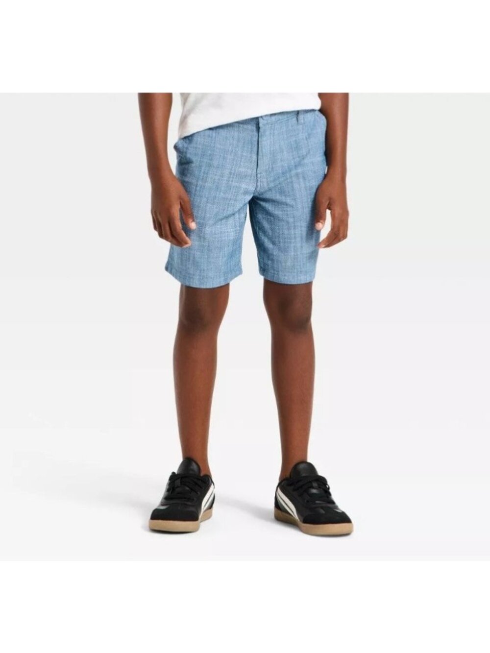 Cat & Jack Boys' Flat-Front Shorts Size 6 Slim Blue Adjustable Waist Stretch New